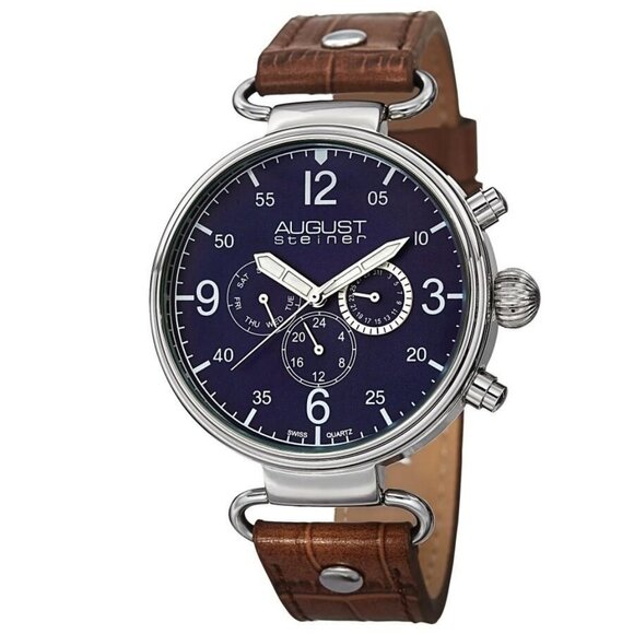 NWT Authentic August Steiner Quartz Blue Dial Men's Watch - Picture 1 of 4